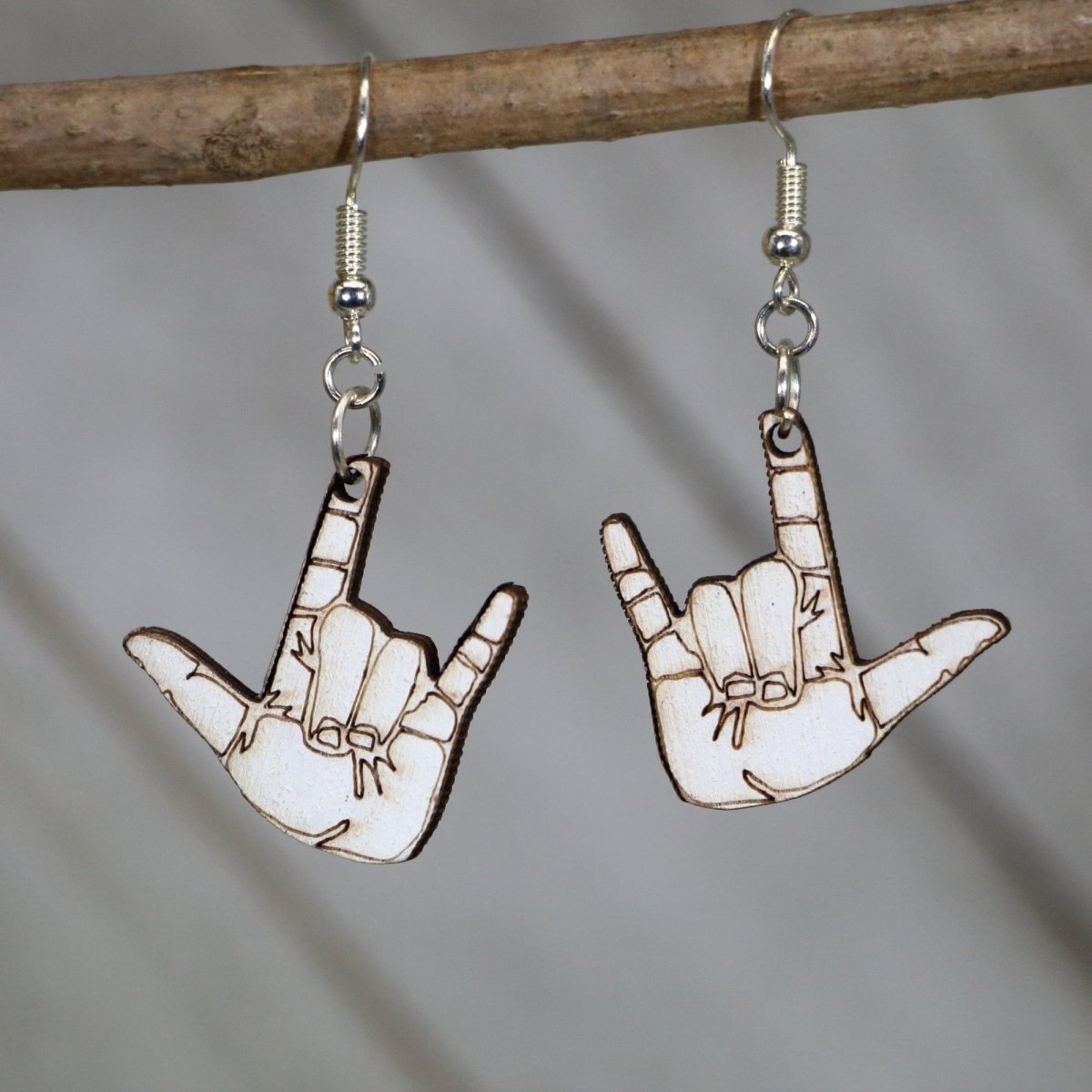 ASL Love Wooden Earrings | Sign Language Jewelry