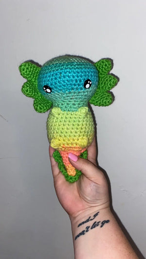 Handmade Crochet Axolotl Stuffed Animal by Main Street Collective - Cute Amigurumi Toy