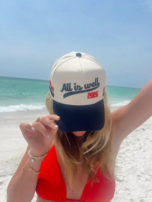 All is Well - Navy Vintage Trucker Hat KenzKustomz