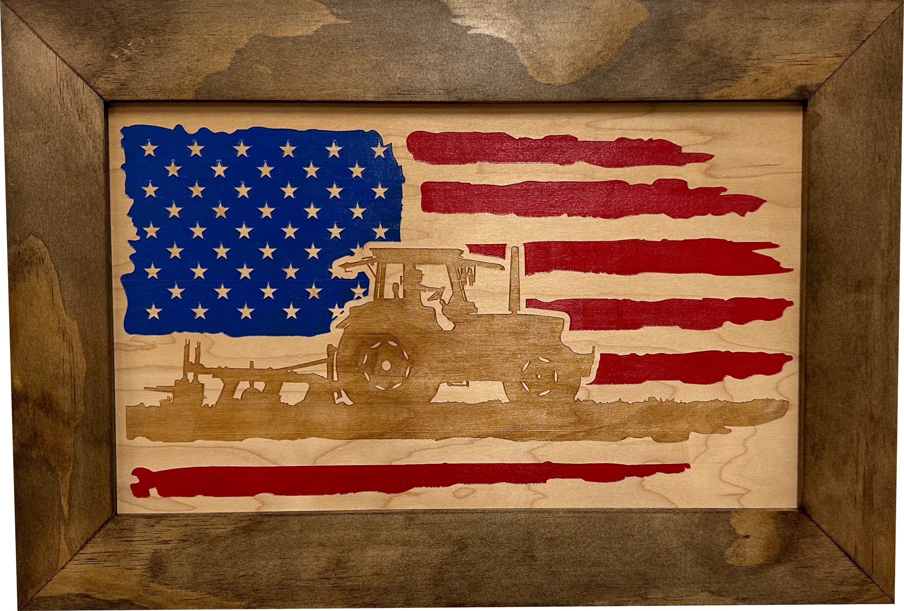 Locking Gun Cabinet Wall Mounted with American Flag and Farmer Patriotic Decorative Front by Bellewood Designs, Southern home decor detail photo 2