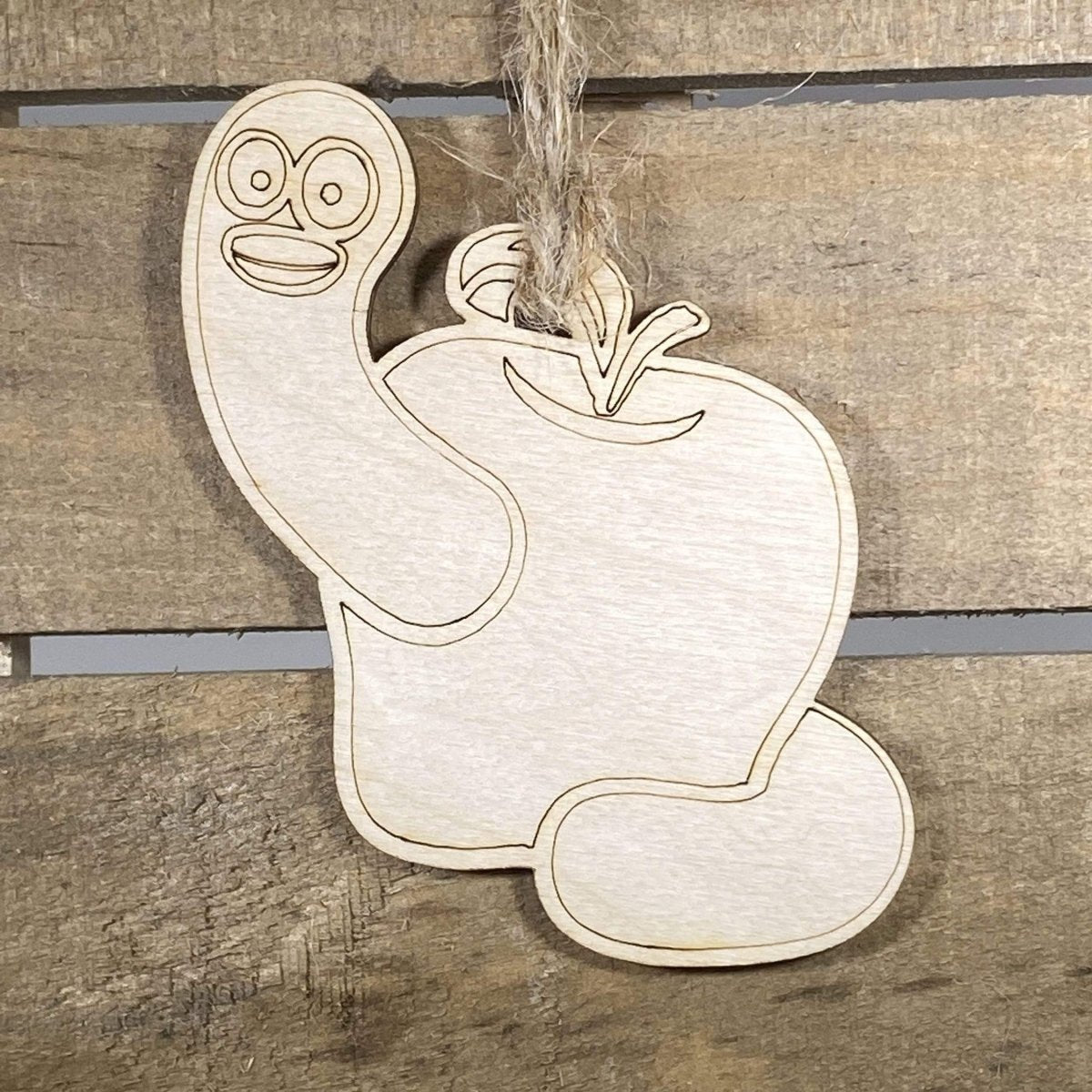 Apple and Worm Wooden Christmas Ornament | Teacher Holiday Gift