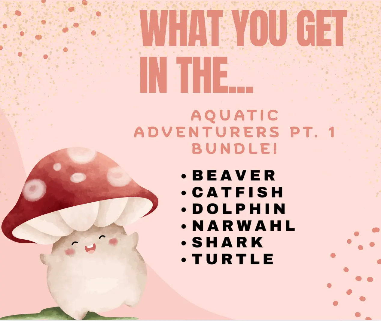 Aquatic Adventure Fidget Bundle: Beaver, Catfish, Dolphin, Narwhal, Shark, Turtle. Mississippi handmade by Mushroom Lady Co.