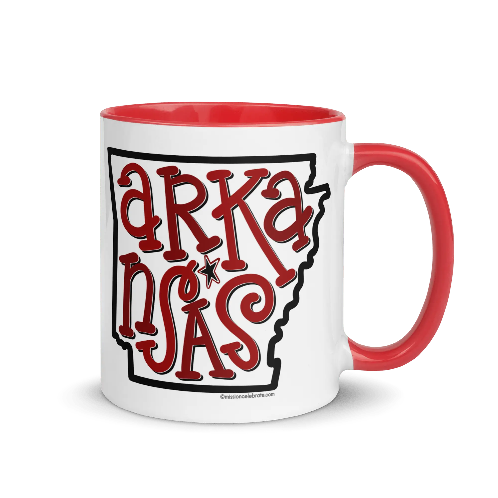 Arkansas Mug Red Accents - Hand-drawn Art by Leslie Gonce, Main Street Collective