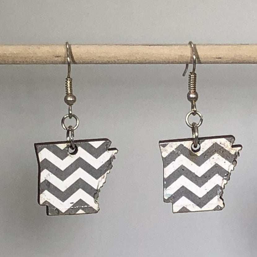 Arkansas Chevron Wooden Dangle Earrings | State Pride Jewelry