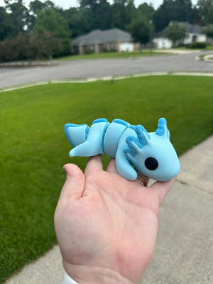 Blue Axolotl Fidget Toy, Large Sensory Toy by Mushroom Lady Co. at Main Street Collective - 3D Printed Cute Axolotl