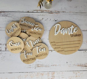 Baby Announcement Sign With Birth Stats and Milestone Discs EverLee Creations