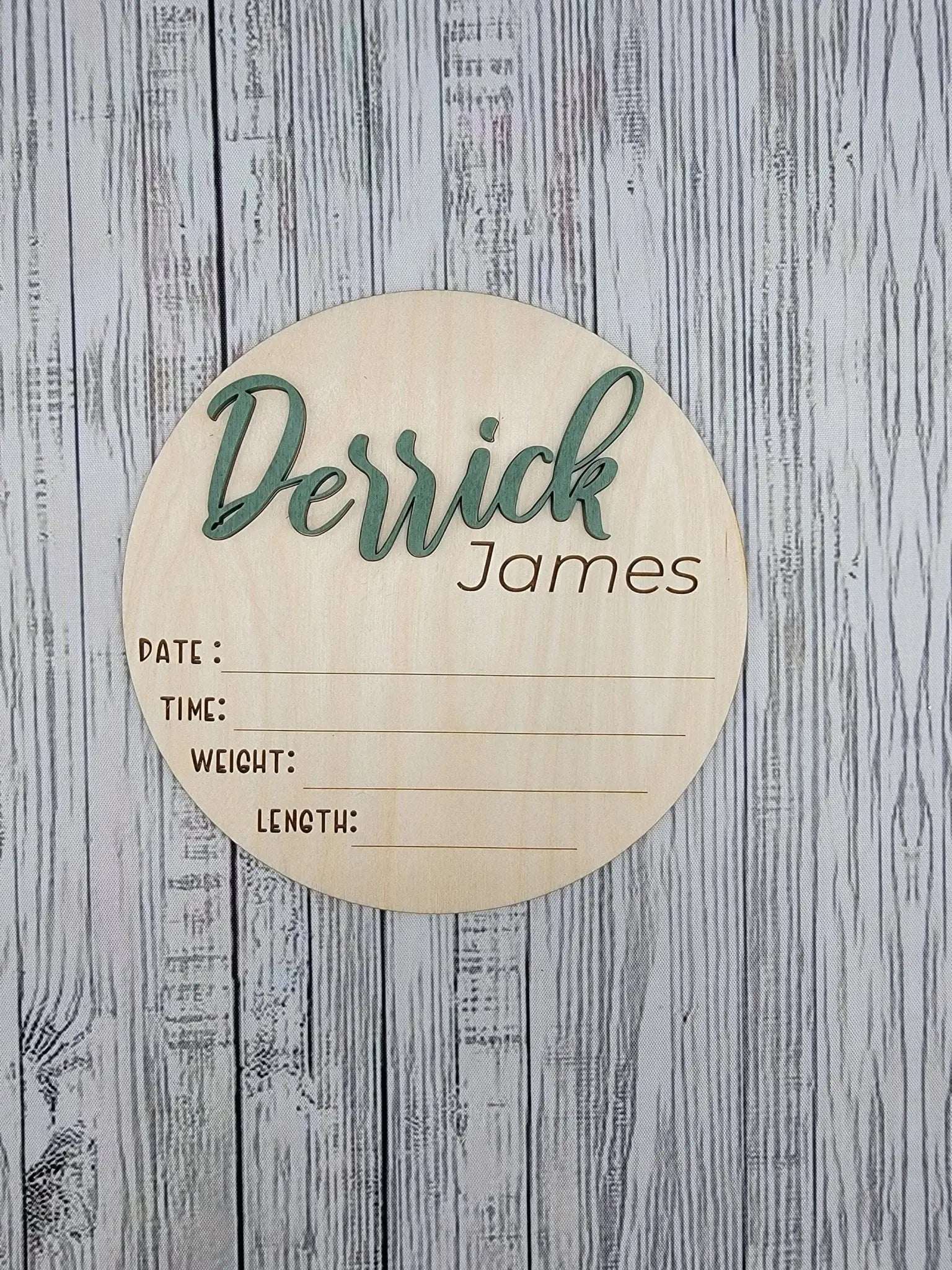 Baby Announcement Sign With Birth Stats and Milestone Discs EverLee Creations