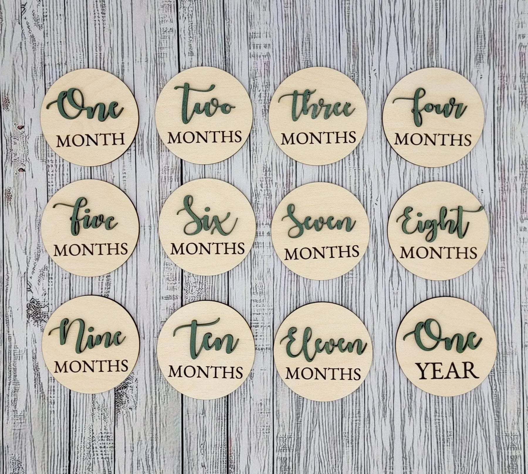 Baby Announcement Sign With Birth Stats and Milestone Discs EverLee Creations
