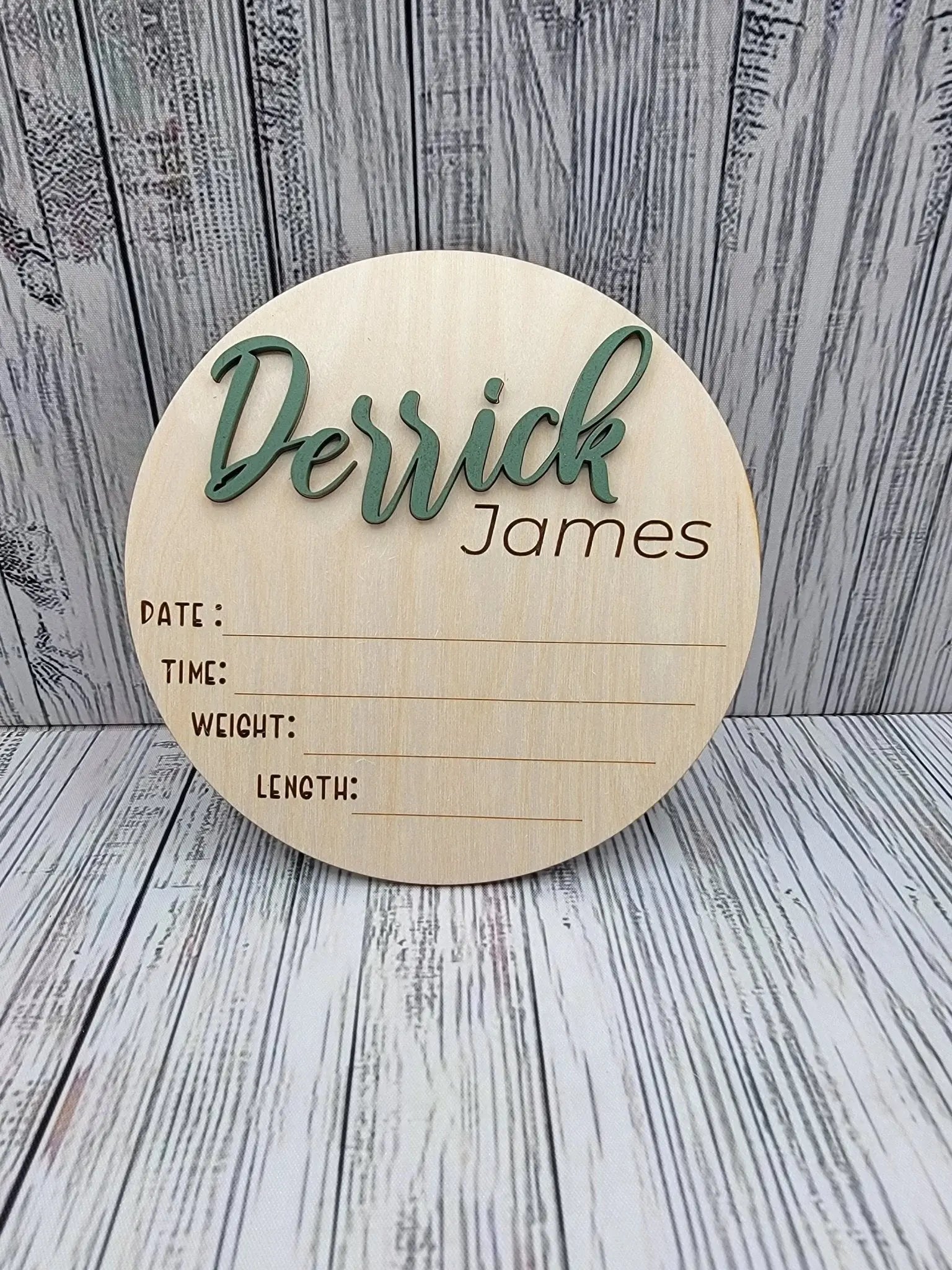 Baby Announcement Sign With Birth Stats and Milestone Discs EverLee Creations