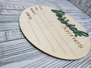 Baby Announcement Sign With Birth Stats and Milestone Discs EverLee Creations