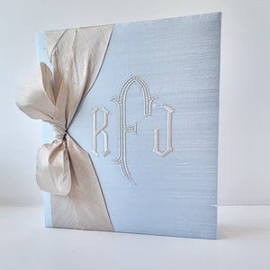 Baby Memory Book - Blue Silk (w/ SILK Bow)