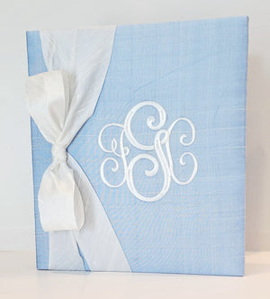 Baby Memory Book - Blue Silk (w/ SILK Bow)