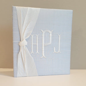 Baby Memory Book - Blue Silk (w/ SILK Bow)