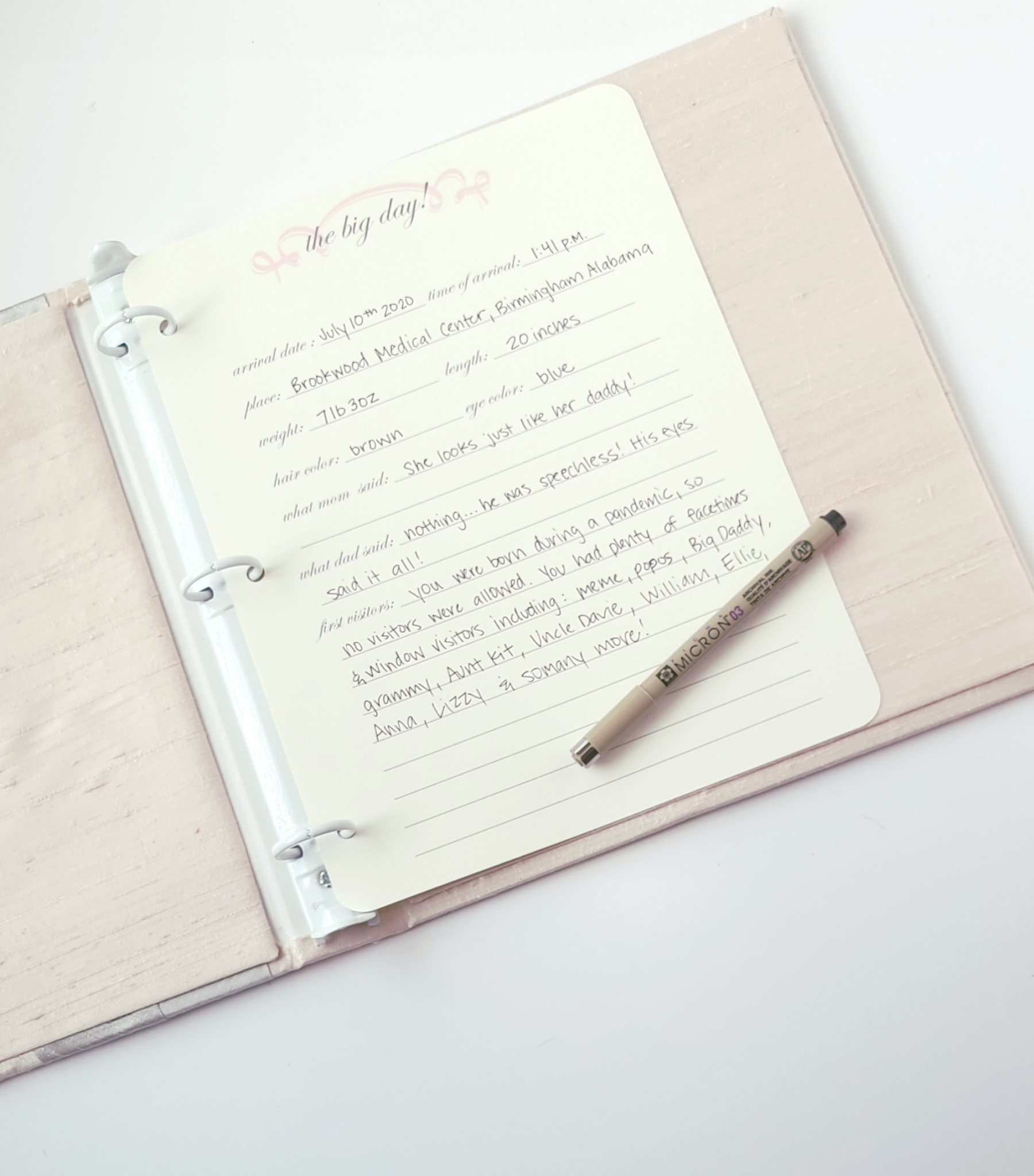 Baby Memory Book - Ivory Linen (w/o Bow)
