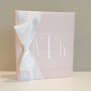 Baby Memory Book - Pink Silk (w/ SATIN Bow)