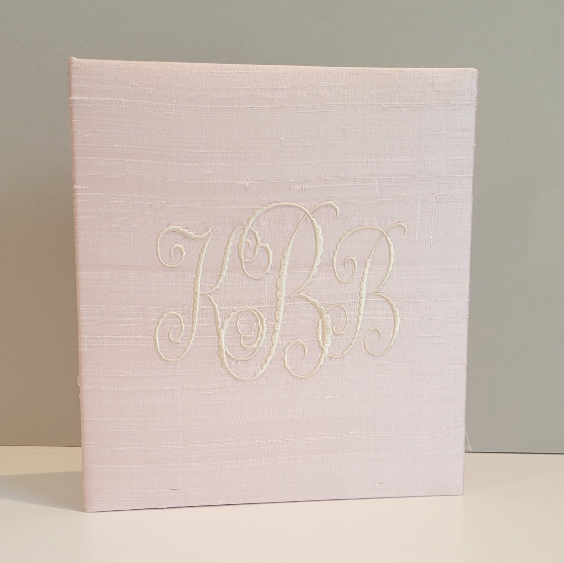 Pink silk handmade baby memory book without bow by AP Creations