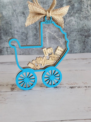 Baby's First Christmas Ornament Baby Carriage Edition EverLee Creations