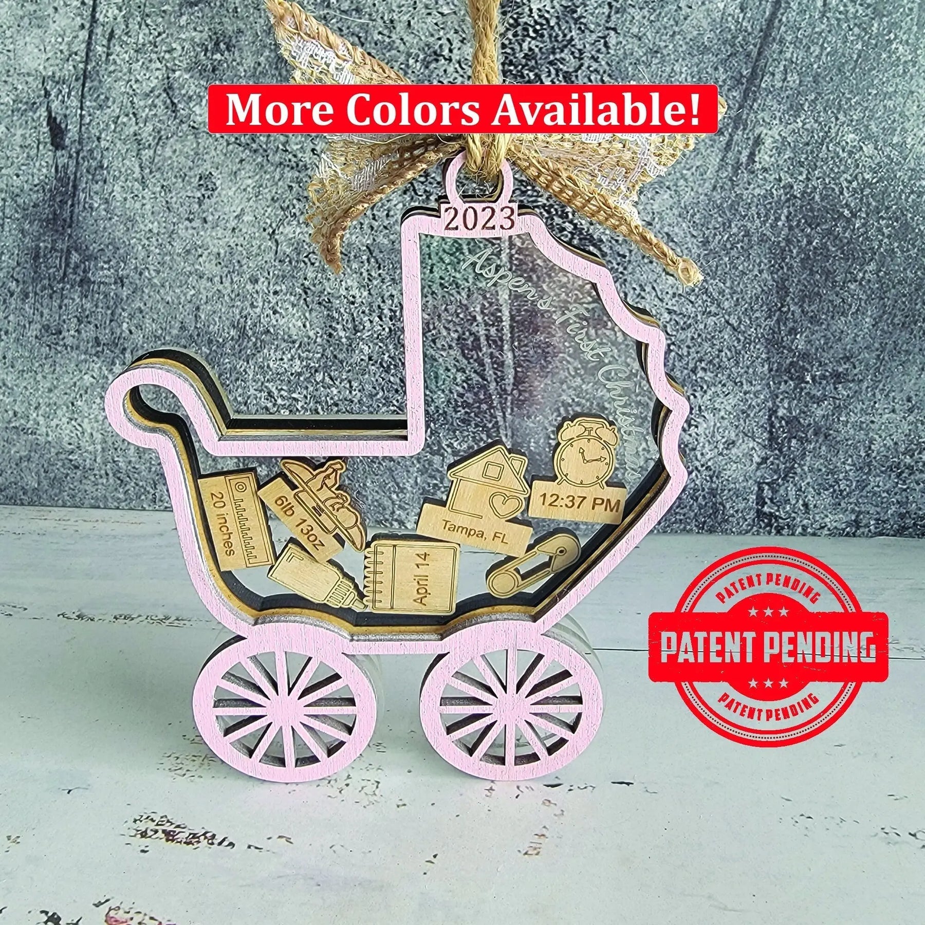 Baby's First Christmas Ornament Baby Carriage Edition EverLee Creations