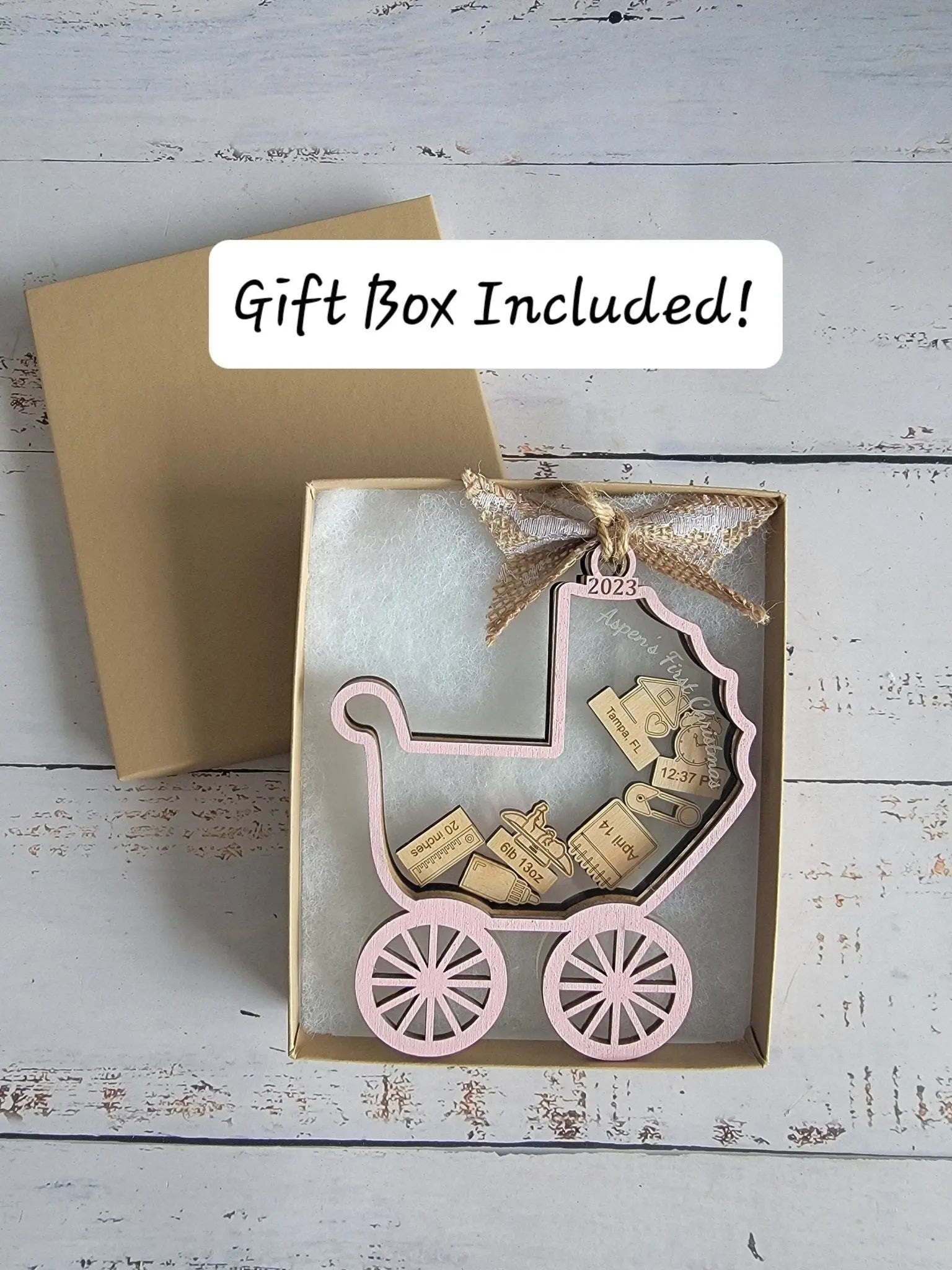 Baby's First Christmas Ornament Baby Carriage Edition EverLee Creations