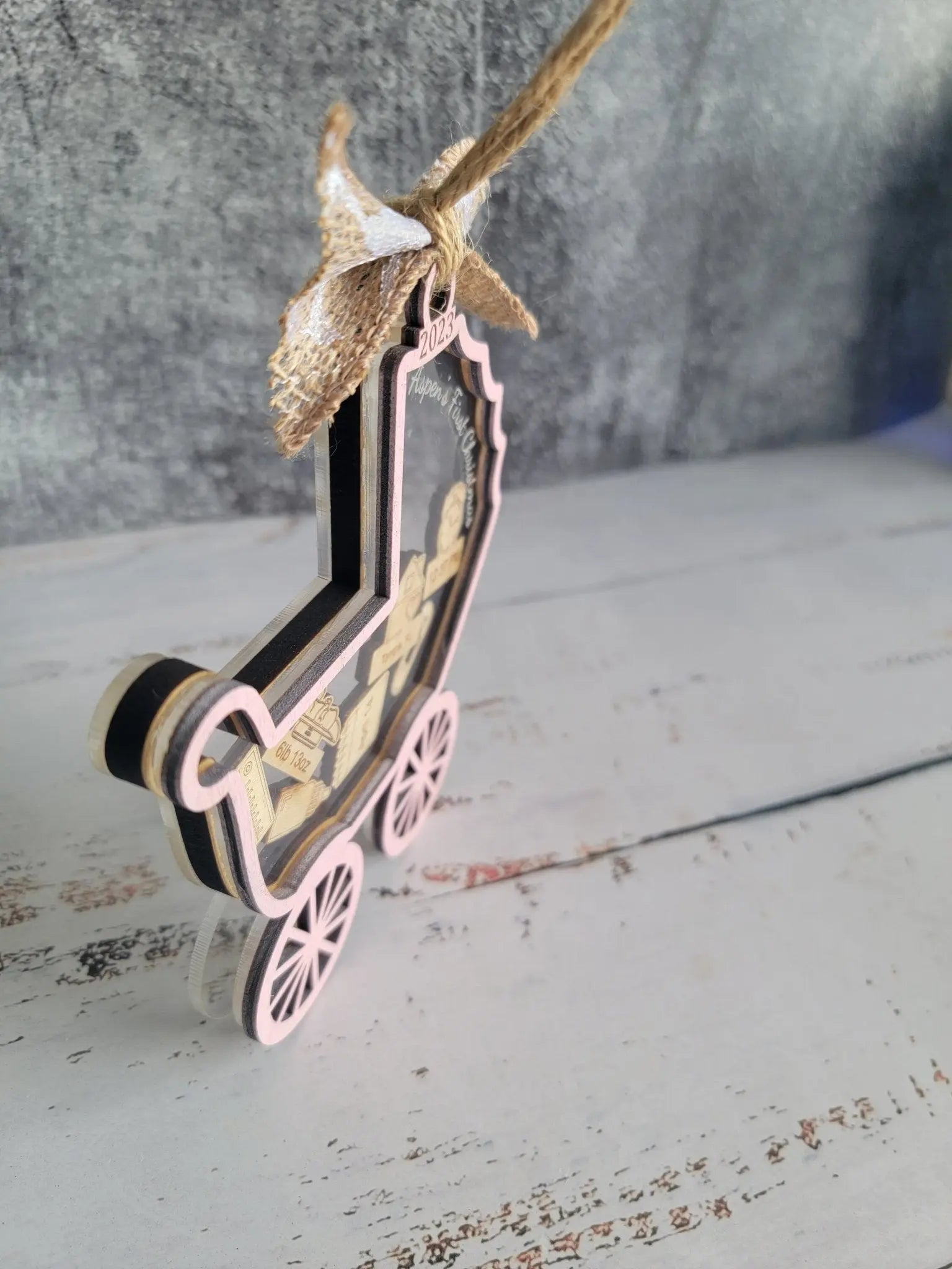 Baby's First Christmas Ornament Baby Carriage Edition EverLee Creations