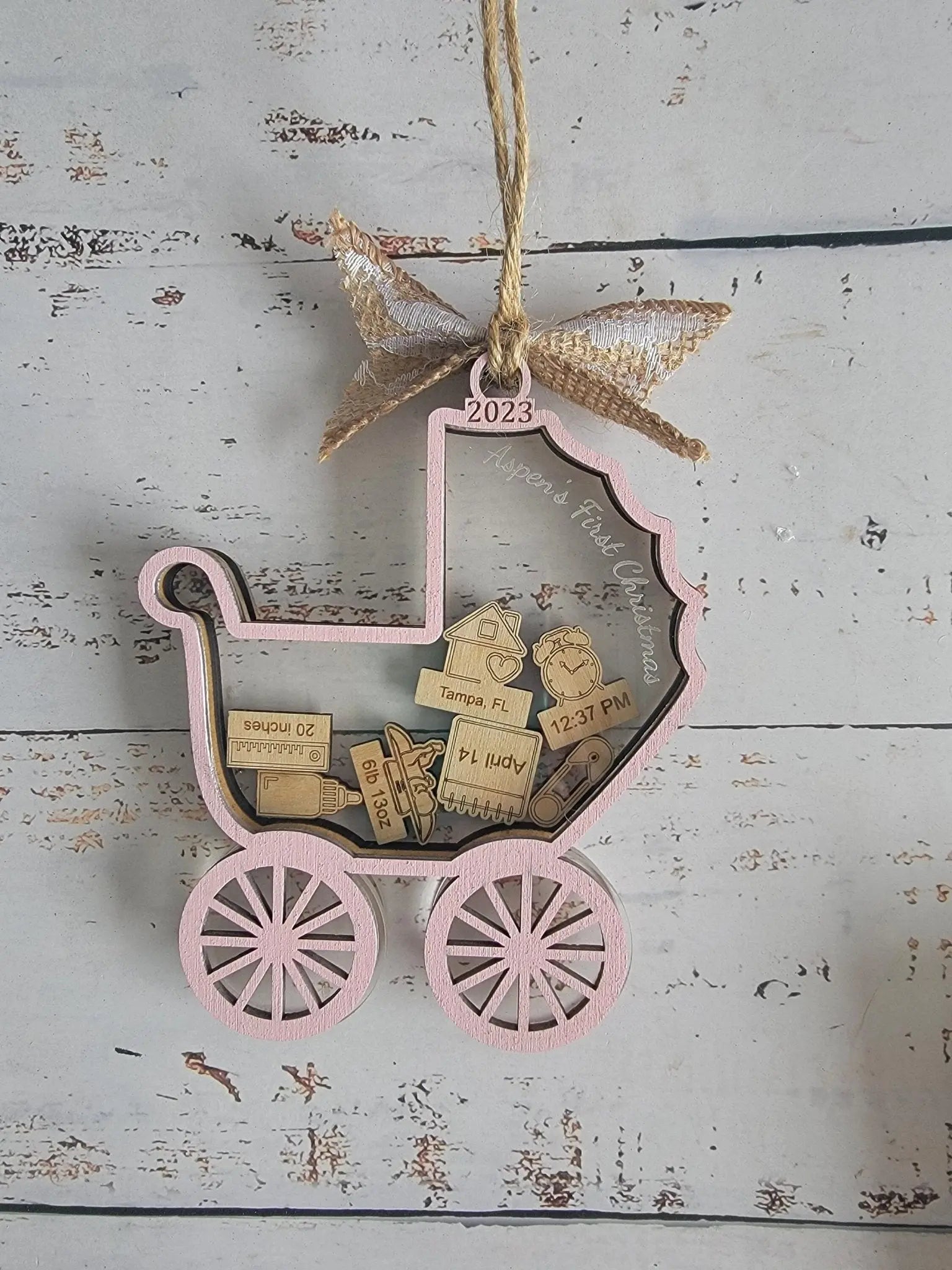 Baby's First Christmas Ornament Baby Carriage Edition EverLee Creations