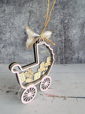 Baby's First Christmas Ornament Baby Carriage Edition EverLee Creations