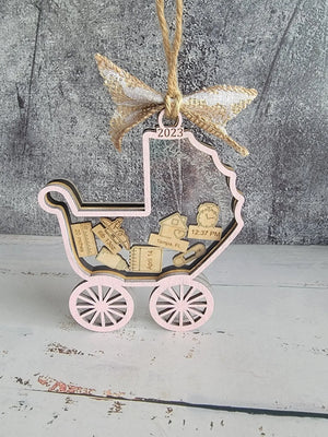 Baby's First Christmas Ornament Baby Carriage Edition EverLee Creations