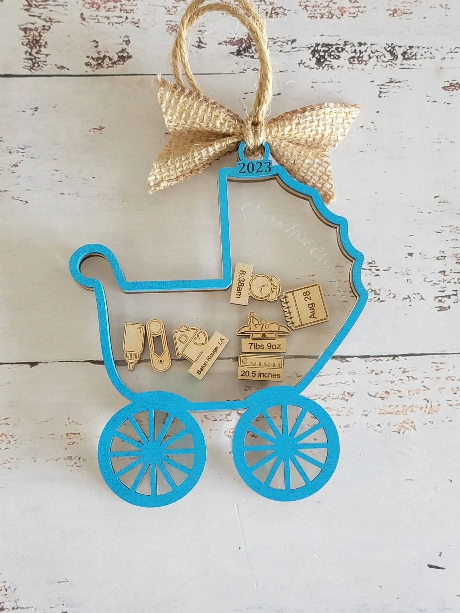 Baby's First Christmas Ornament Baby Carriage Edition EverLee Creations