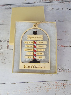 Baby's First Christmas Ornament North Pole Edition EverLee Creations
