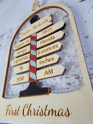 Baby's First Christmas Ornament North Pole Edition EverLee Creations