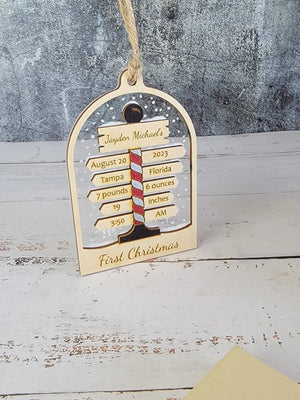 Baby's First Christmas Ornament North Pole Edition EverLee Creations