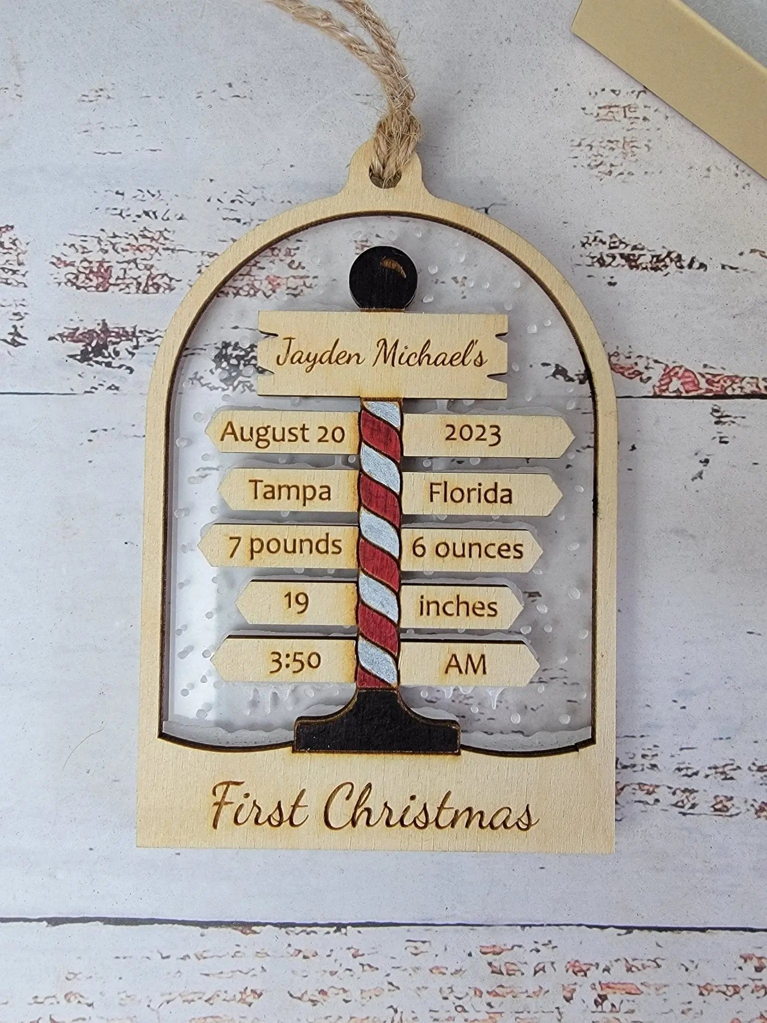 Baby's First Christmas Ornament North Pole Edition EverLee Creations