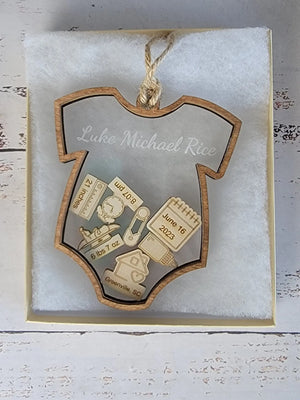 Baby's First Christmas Ornament Onesie Edition EverLee Creations