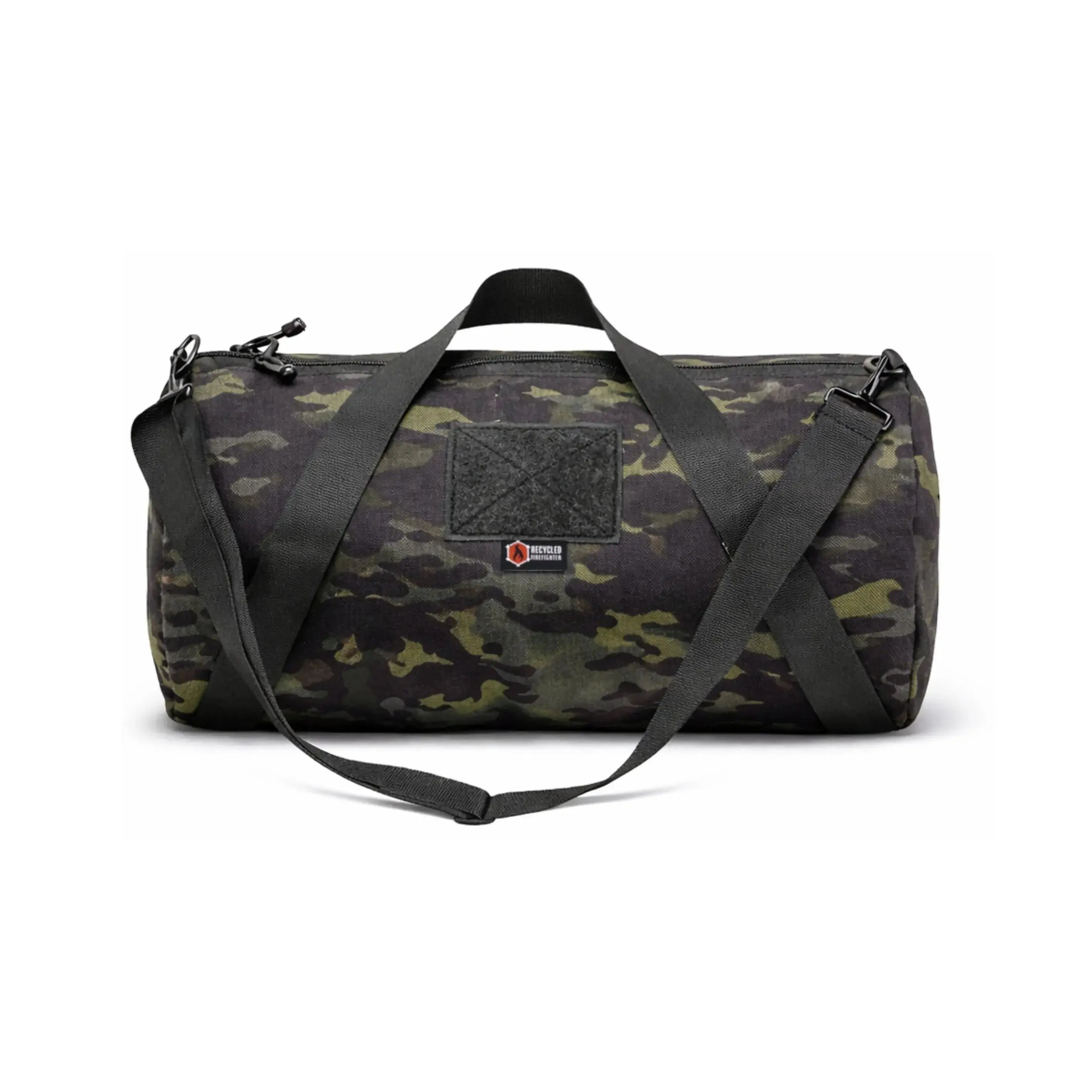 1000D camouflage barrel duffle bag with black straps