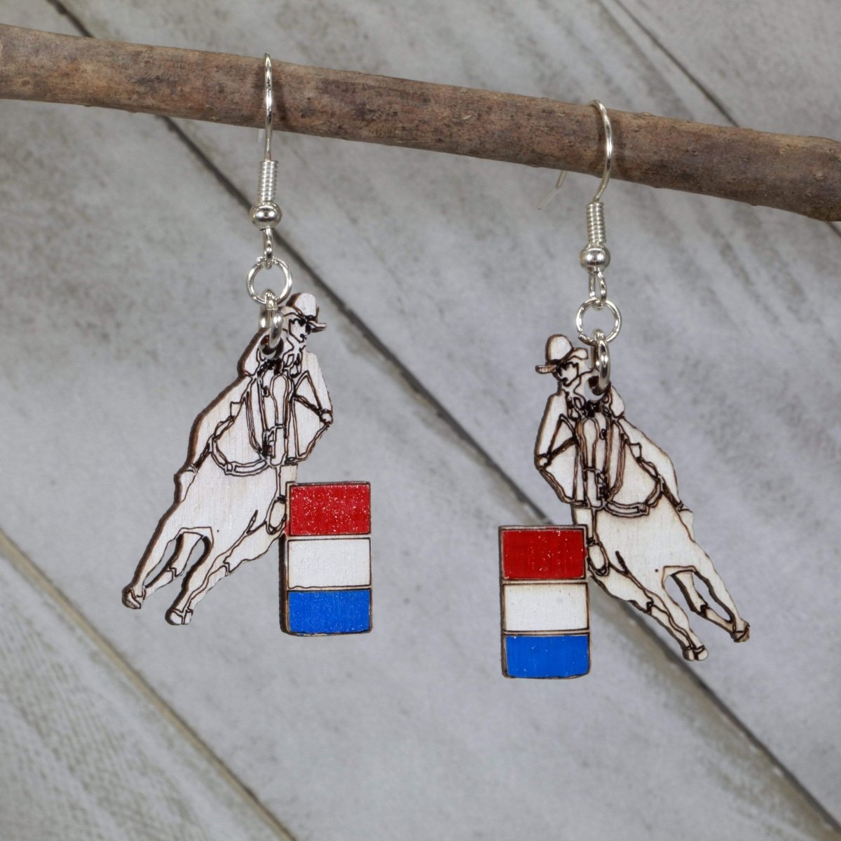 Barrel Racing Wooden Dangle Earrings | Rodeo Western Jewelry