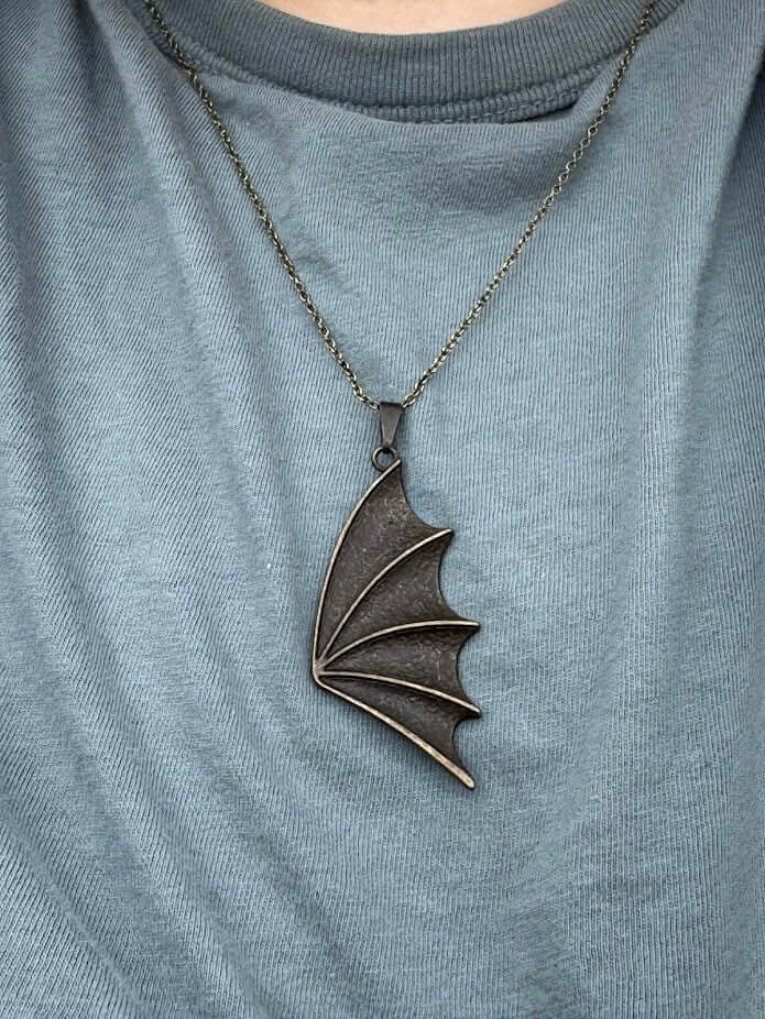 Bat Wing Necklace: Gothic Pendant by Mushroom Lady Co. Handmade Jewelry, Women's Unique Gift