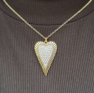 Gold Heart Necklace Crystal Pendant - Handmade Fantasy Jewelry for Gamers & Fantasy Lovers, Battle Heart Necklace, Mushroom Lady Co.