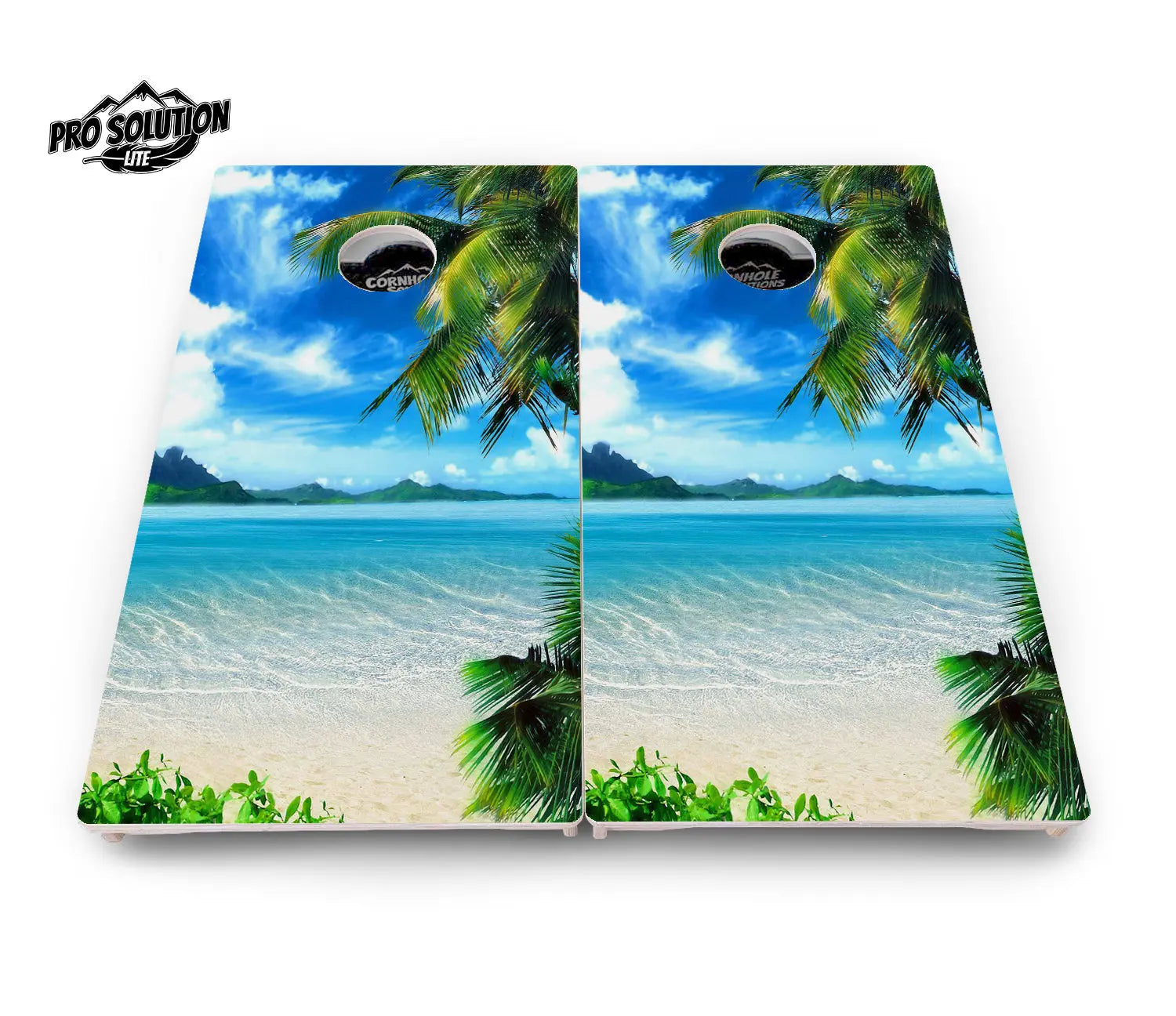 Beach Mountain Scene Cornhole Boards - Pro Solution Lite Series Cornhole Solutions