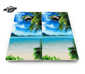 Beach Mountain Scene Cornhole Boards - Pro Solution Lite Series Cornhole Solutions