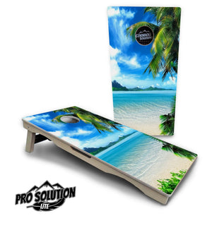 Beach Mountain Scene Cornhole Boards - Pro Solution Lite Series Cornhole Solutions