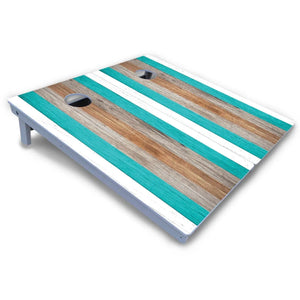 Beach Theme Stripe Cornhole Boards - All Weather Series Cornhole Solutions