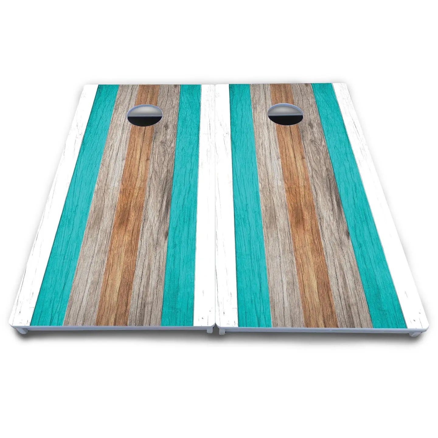 Beach Theme Stripe Cornhole Boards - All Weather Series Cornhole Solutions