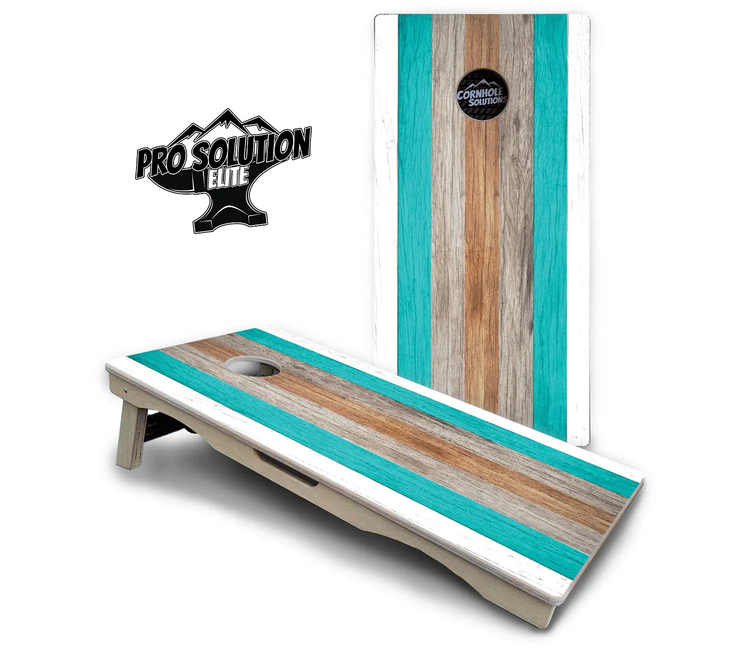 Beach Theme Stripe Cornhole Boards - Pro Solution Elite Series Cornhole Solutions