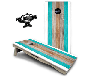 Beach Theme Stripe Cornhole Boards - Pro Solution Elite Series Cornhole Solutions