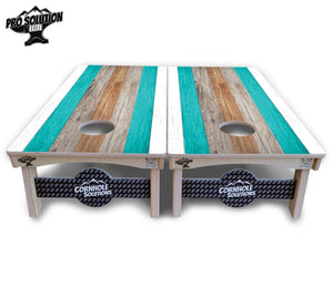 Beach Theme Stripe Cornhole Boards - Pro Solution Elite Series Cornhole Solutions