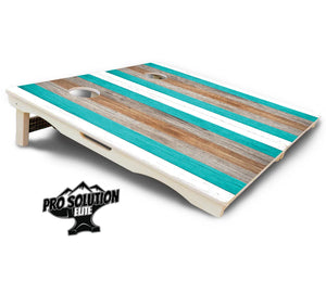 Beach Theme Stripe Cornhole Boards - Pro Solution Elite Series Cornhole Solutions