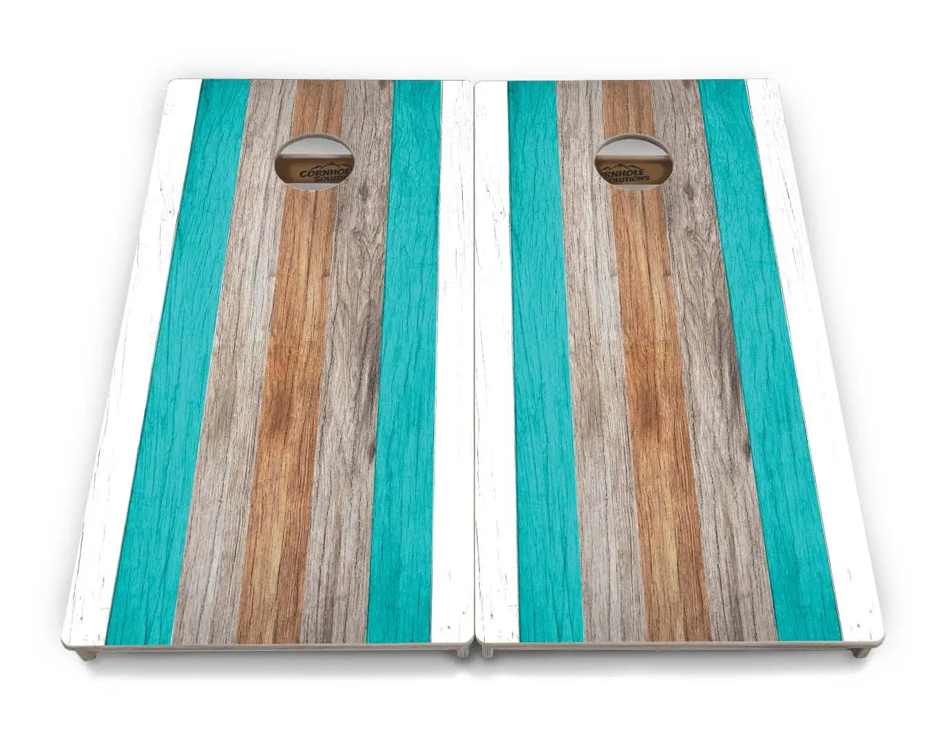 Beach Theme Stripe Cornhole Boards - Professional Tournament Series Cornhole Solutions