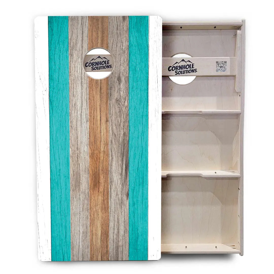 Beach Theme Stripe Cornhole Boards - Professional Tournament Series Cornhole Solutions