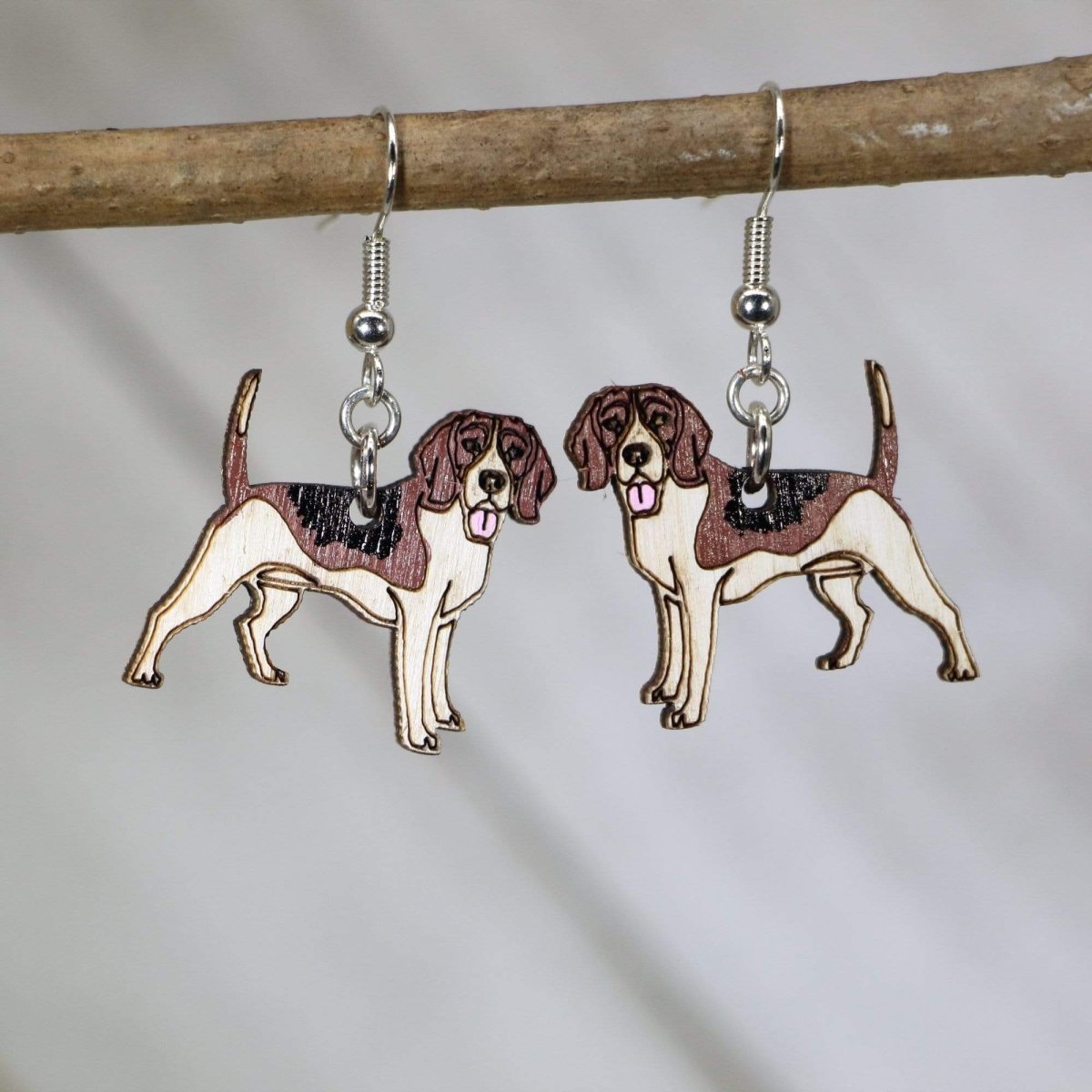 Beagle Wooden Earrings | Dog Lover Pet Jewelry by Cate's Concepts, LLC, handmade jewelry main product photo