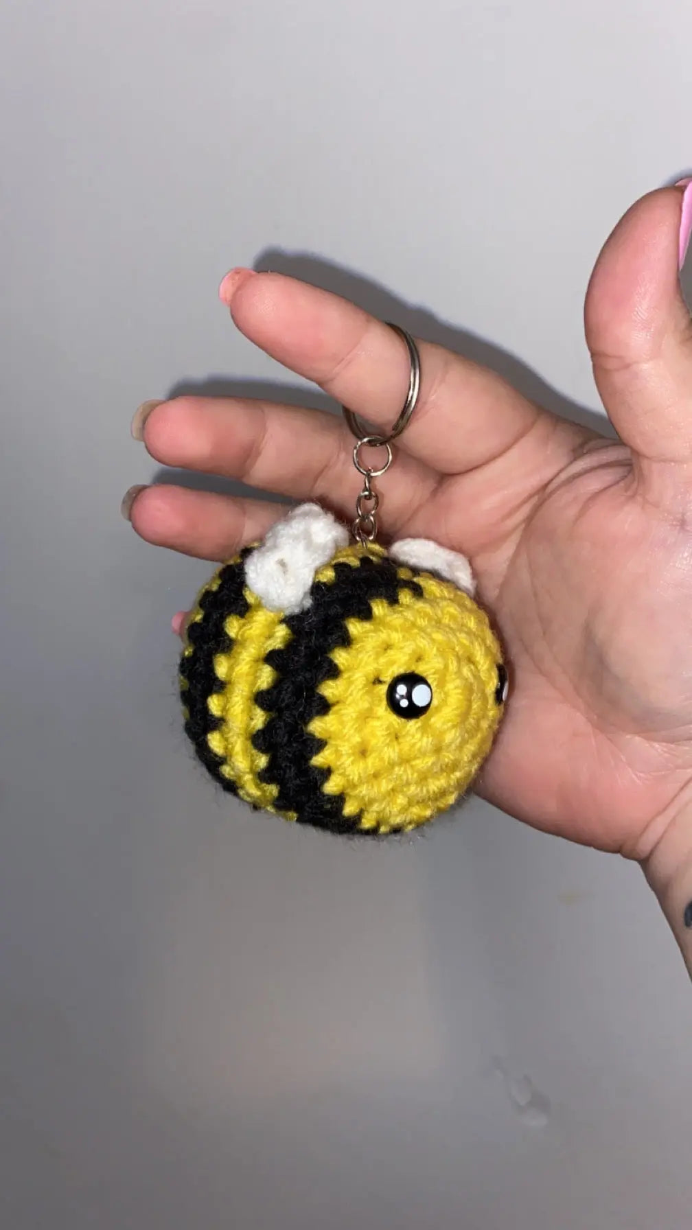 Crochet Bee Keychain - Handmade Yellow & Black Amigurumi Bee - Main Street Collective - Cute Bag Charm, Backpack Accessory